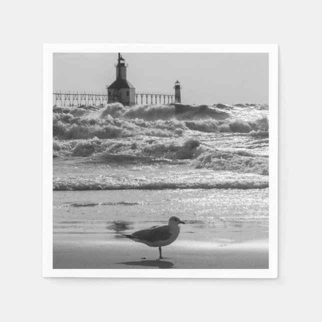 Beauty And Force Grayscale Napkin (Front)