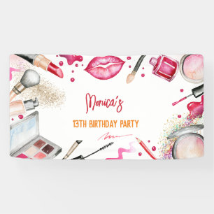 Beauty and makeup spa birthday party banner