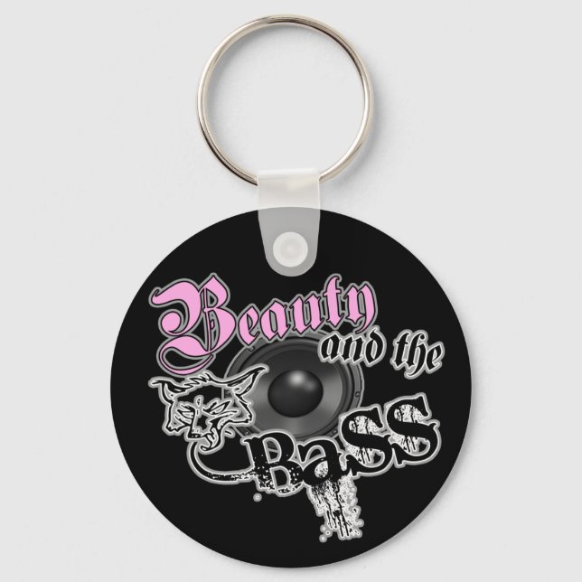 Beauty and the BASS Trance Electro techno Rave DJ Keychain (Front)
