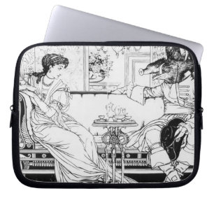 Beauty and the Beast, 1874 (litho) (b/w photo) Laptop Sleeve
