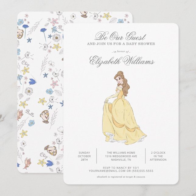 Beauty and the Beast | Be Our Guest Baby Shower Invitation (Front/Back)