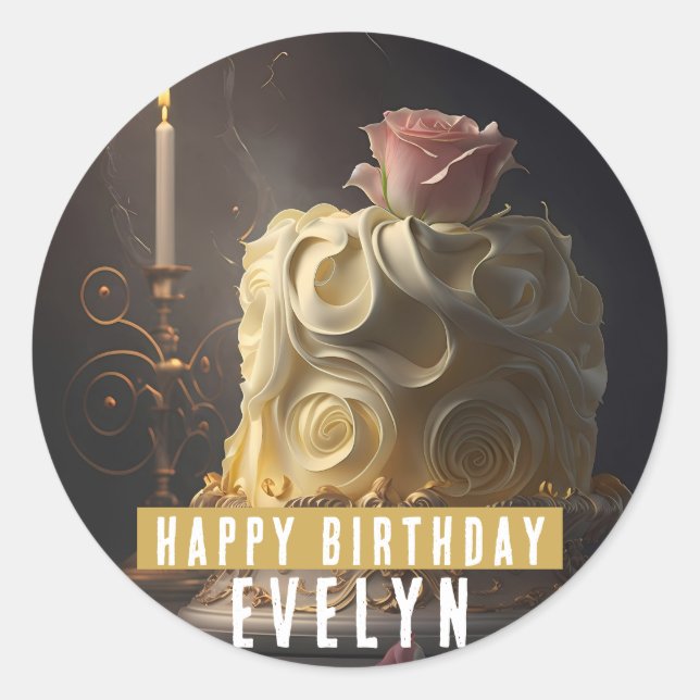 Beauty and the Beast Birthday Cake -  Classic Round Sticker (Front)