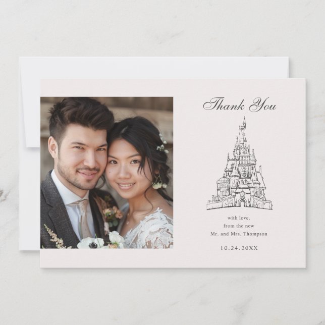 Beauty and the Beast Castle Wedding Thank You Card (Front)