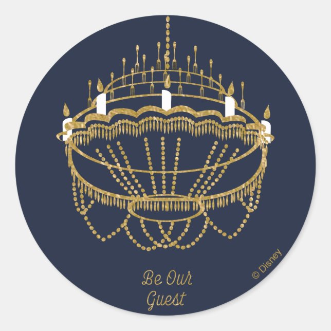 Beauty and the Beast | Chandelier - Be Our Guest Classic Round Sticker (Front)