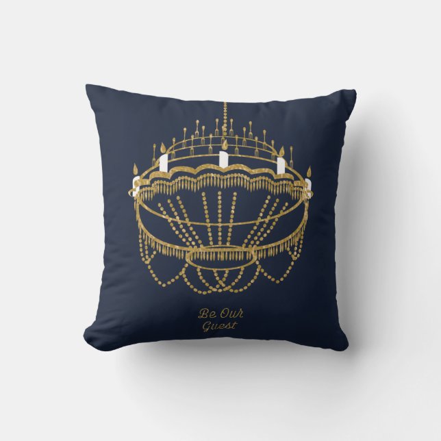 Beauty and the Beast | Chandelier - Be Our Guest Throw Pillow (Front)