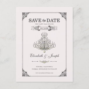 Beauty and the Beast   Chandelier - Save the Date Postcard
