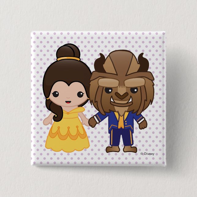 Beauty and the Beast Emoji 2 Inch Square Button (Front)