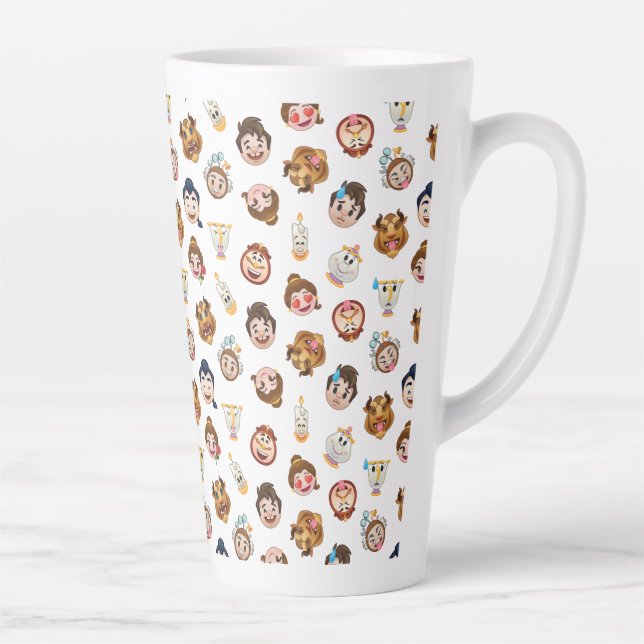 Beauty and the Beast Emoji | Character Pattern Latte Mug (Right)