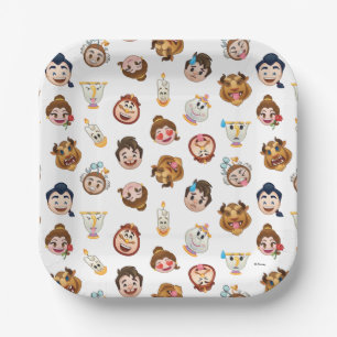 Beauty and the Beast Emoji Character Pattern Paper Plate
