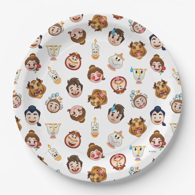 Beauty and the Beast Emoji | Character Pattern Paper Plate (Front)