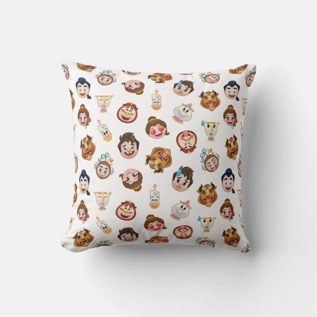 Beauty and the Beast Emoji | Character Pattern Throw Pillow (Front)