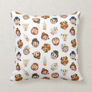 Beauty and the Beast Emoji   Character Pattern Throw Pillow