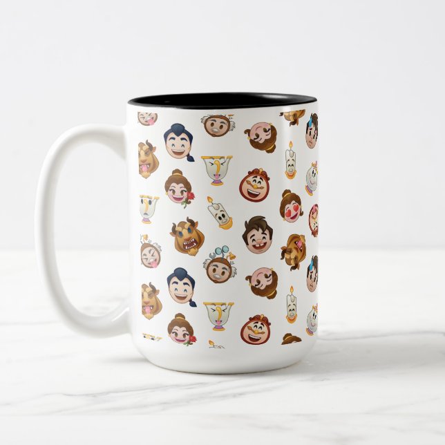 Beauty and the Beast Emoji | Character Pattern Two-Tone Coffee Mug (Left)