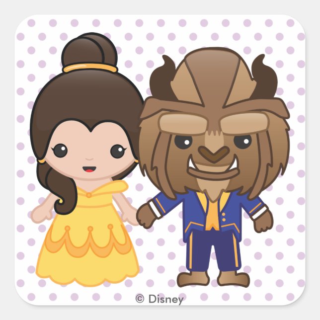 Beauty and the Beast Emoji Square Sticker (Front)