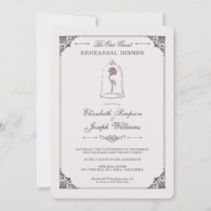 Beauty and the Beast   Enchanted Rehearsal Dinner Invitation