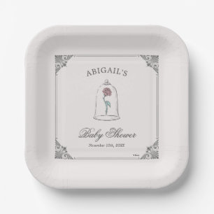 Beauty and the Beast   Enchanted Rose Baby Shower Paper Plate