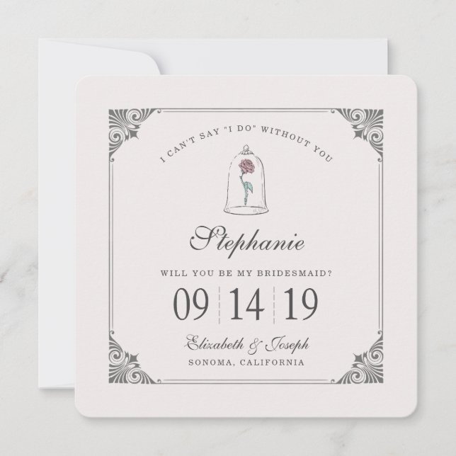 Beauty and the Beast | Enchanted Rose - Bridesmaid Invitation (Front)