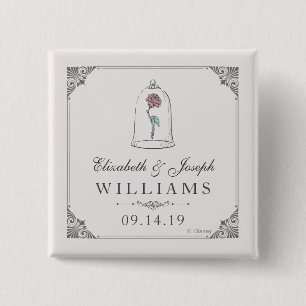 Beauty and the Beast   Enchanted Rose Wedding 2 Inch Square Button