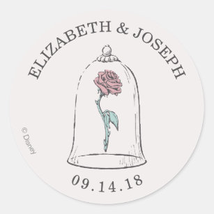 Beauty and the Beast   Enchanted Rose Wedding Classic Round Sticker