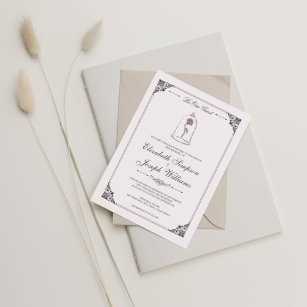 Beauty and the Beast   Enchanted Rose Wedding Invitation