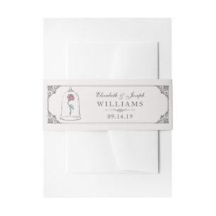 Beauty and the Beast Enchanted Rose Wedding Invitation Belly Band