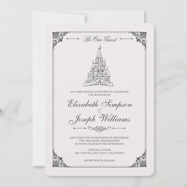 Beauty and the Beast | Fairy Tale Castle Wedding Invitation (Front)
