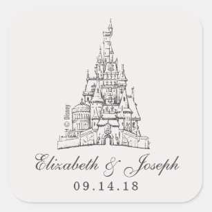 Beauty and the Beast   Fairy Tale Castle Wedding Square Sticker