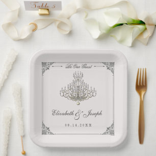 Beauty and the Beast Fairy Tale Chandelier Wedding Paper Plate