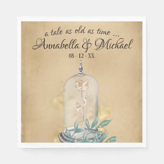 Beauty and the Beast Fairytale Rose Napkin (Front)