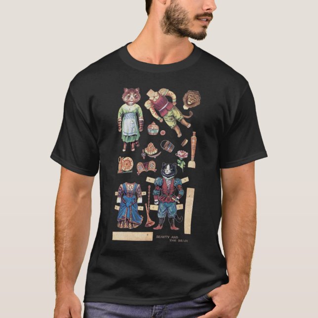 Beauty and the Beast, Paper Doll, Louis Wain T-Shirt (Front)