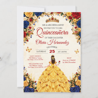 Beauty and the Beast Quinceañera Invitation