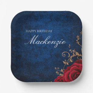 Beauty and the Beast Red Roses Custom Name Paper Plate