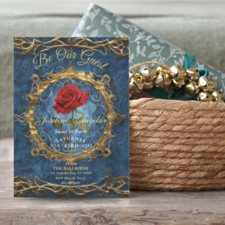 Beauty and the Beast Rose Customizable photo sweet Invitation