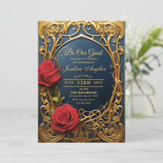 Beauty and the Beast Rose Sweet 16 Invitation