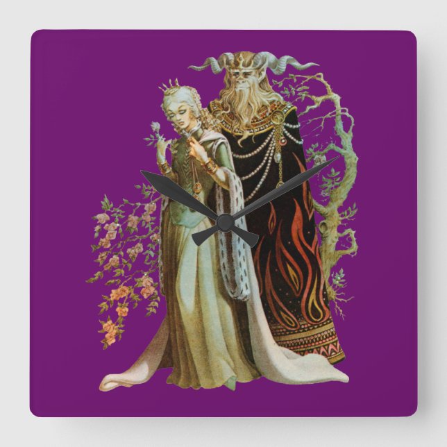 Beauty and the Beast Square Wall Clock (Front)
