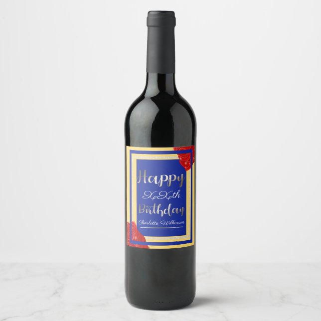 Beauty and the Beast Theme Happy Birthday Wine Label (Front)