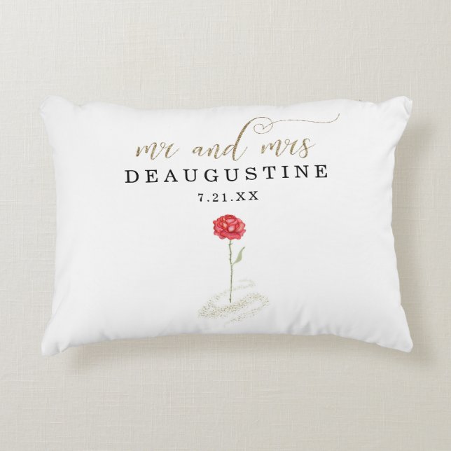 Beauty and the Beast Wedding Engagement Party Accent Pillow (Front)