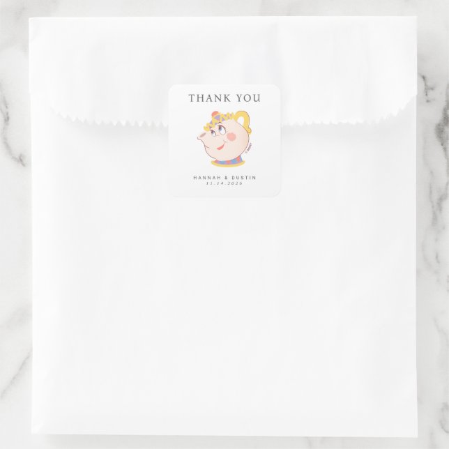 Beauty and the Beast Wedding Thank You  Square Sticker (Bag)