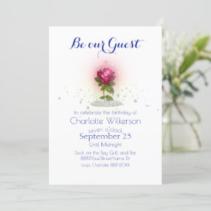 Beauty and the Beast with Magic Red Rose Invitation