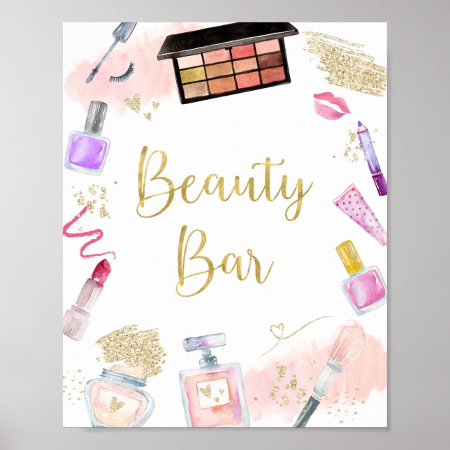 Beauty Bar Glitz & Glam Spa Birthday Sign (Front)