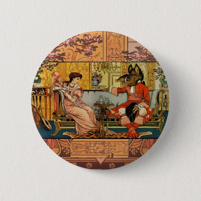 Beauty Beast Classic Fairy Tale Characters 2 Inch Round Button (Front)