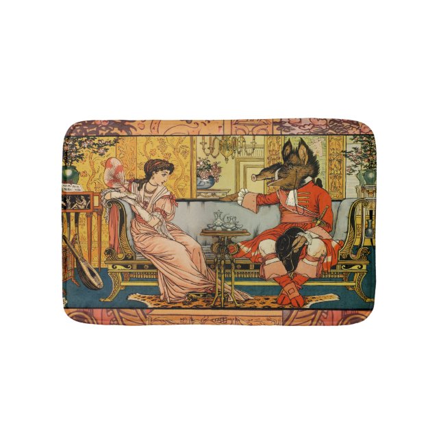 Beauty Beast Classic Fairy Tale Characters Bath Mat (Front)