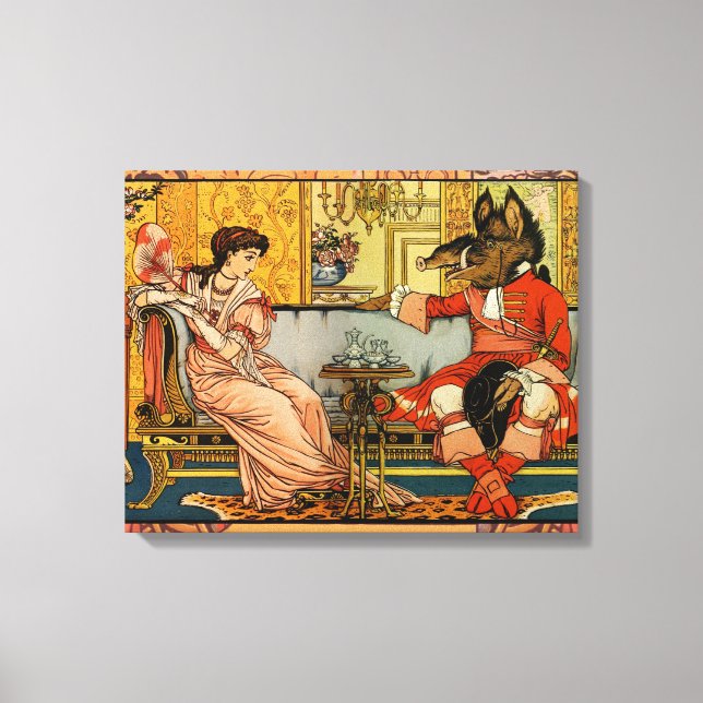 Beauty Beast Classic Fairy Tale Characters Canvas Print (Front)