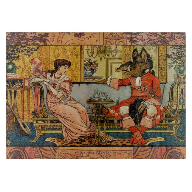 Beauty Beast Classic Fairy Tale Characters Cutting Board (Front)