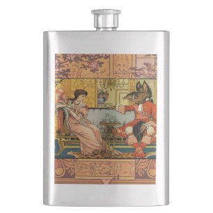 Beauty Beast Classic Fairy Tale Characters Hip Flask