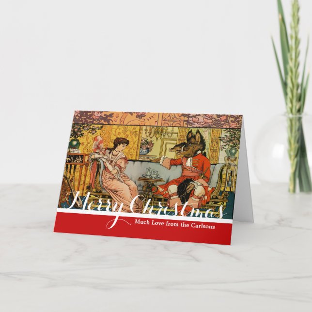 Beauty Beast Classic Fairy Tale Characters Holiday Card (Front)