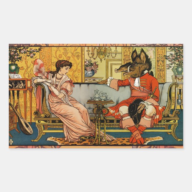 Beauty Beast Classic Fairy Tale Characters Sticker (Front)