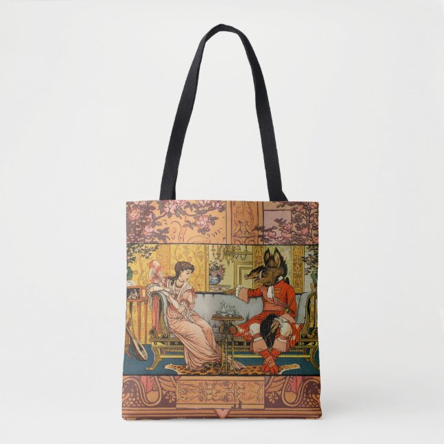 Beauty Beast Classic Fairy Tale Characters Tote Bag (Front)