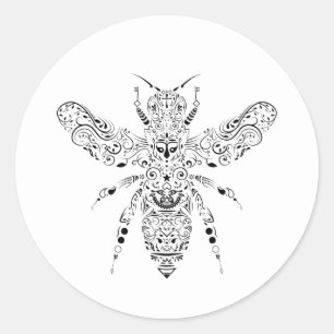 beauty bee classic round sticker