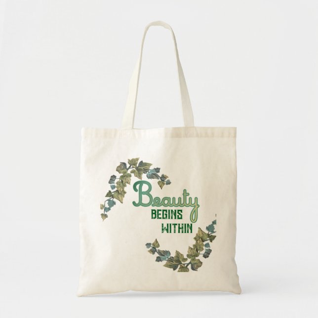Beauty Botanical Typography Tote Bag (Front)